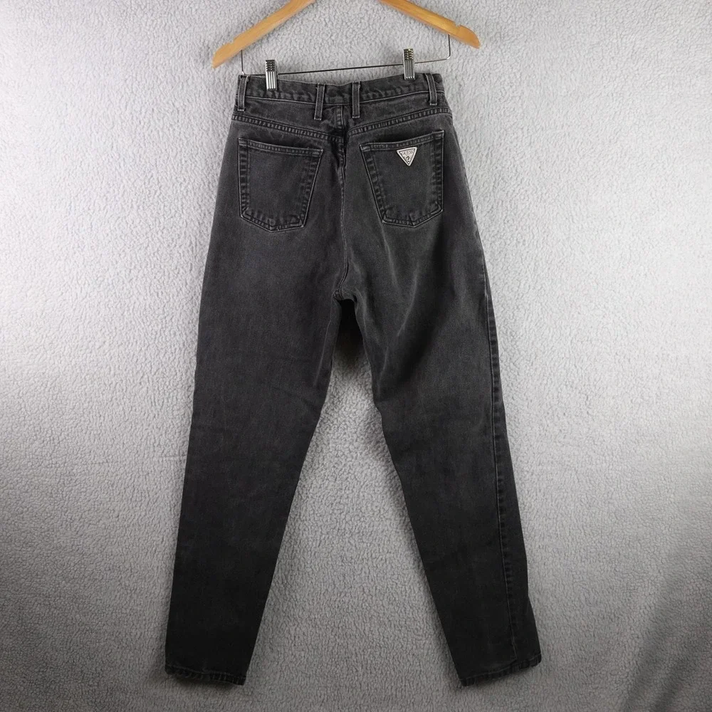 Vintage Guess Jeans Mens 32x32 Black High Waisted Tapered Leg Denim‎ Made in USA